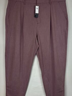 NWT Banana Republic Womens Herringbone Crop Pants Beetroot Pink Pleated Size 18